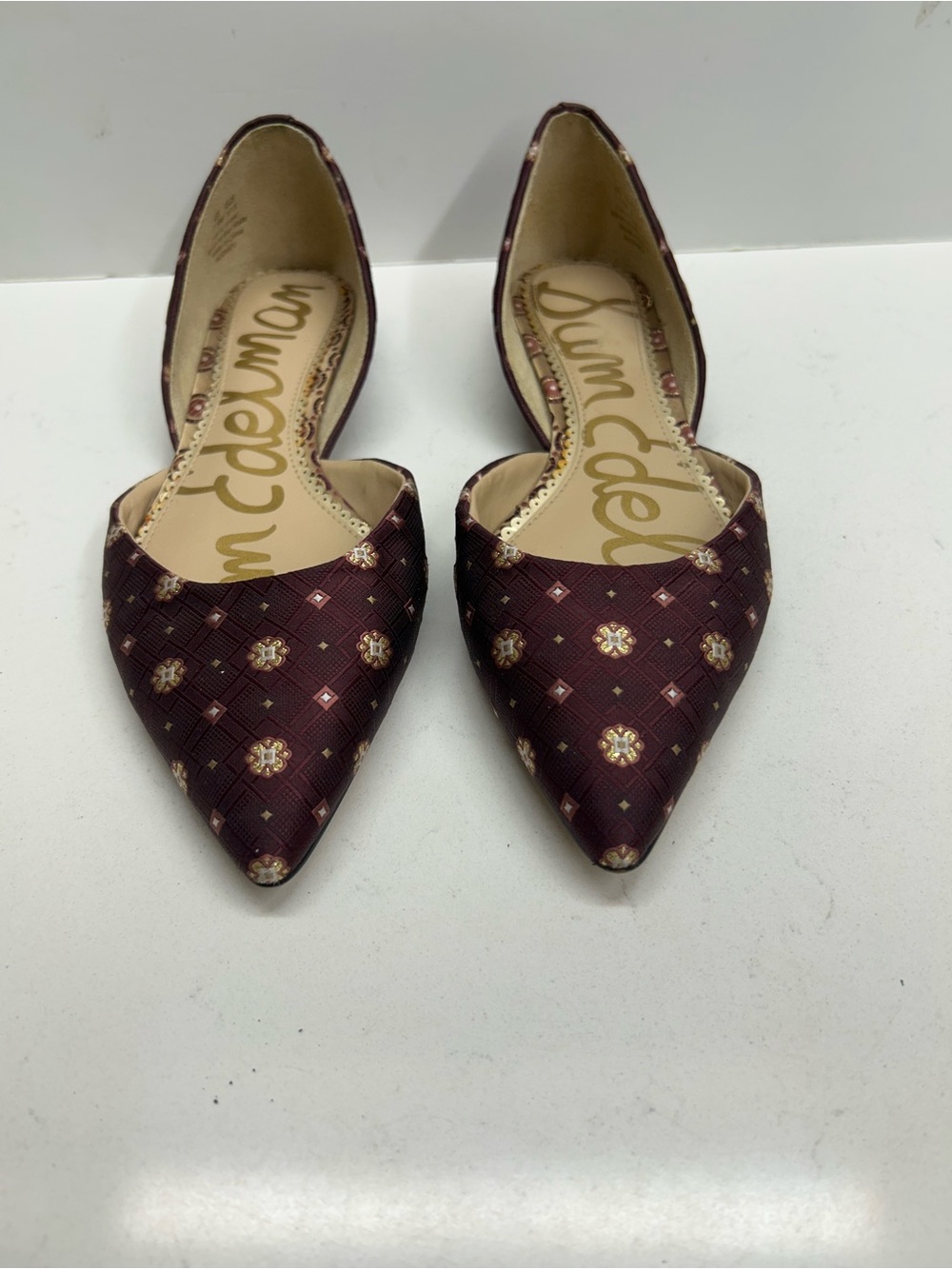 Sam Edelman Burgundy with Metallic Gold Pattern Rodney Flats Size 7.5 - Picture 3 of 4